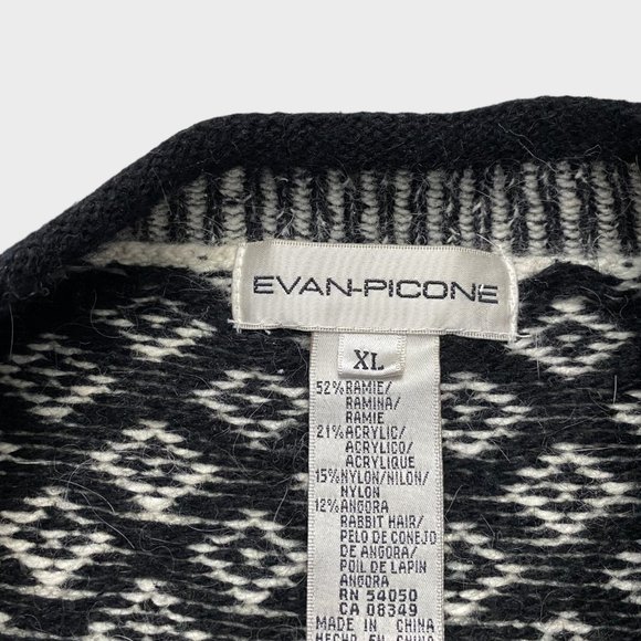 Evan Picone Fair Isle Black & White Wool Blend Sweater - Picture 6 of 6